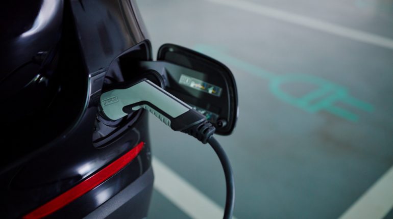 Electric vehicle  shown charging using a Wallbox smart charging system